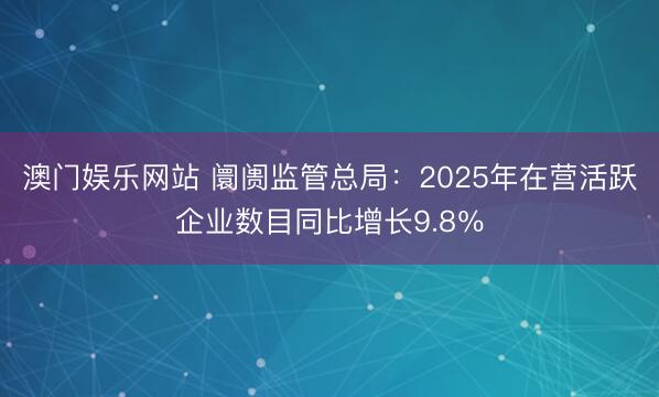 澳门娱乐网站 阛阓监管总局：2025年在营活跃企业数目同比增长9.8％