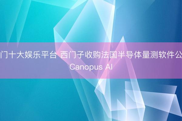 澳门十大娱乐平台 西门子收购法国半导体量测软件公司Canopus AI