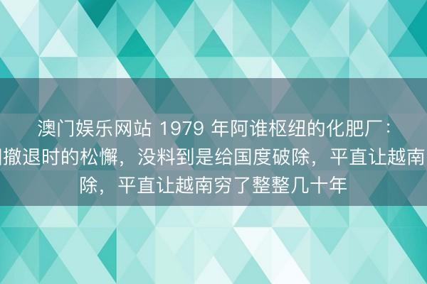 澳门娱乐网站 1979 年阿谁枢纽的化肥厂:越军认为是中国撤退时的松懈,没料到是给国度破除,平直让越南穷了整整几十年
