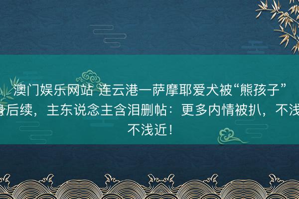 澳门娱乐网站 连云港一萨摩耶爱犬被“熊孩子”烧身后续,主东说念主含泪删帖:更多内情被扒,不浅近!