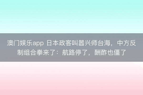 澳门娱乐app 日本政客叫嚣兴师台海,中方反制组合拳来了:航路停了,酬酢也僵了