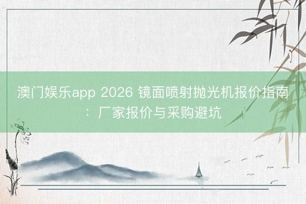澳门娱乐app 2026 镜面喷射抛光机报价指南：厂家报价与采购避坑