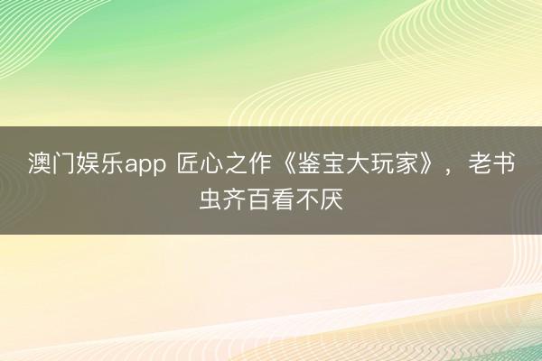 澳门娱乐app 匠心之作《鉴宝大玩家》,老书虫齐百看不厌