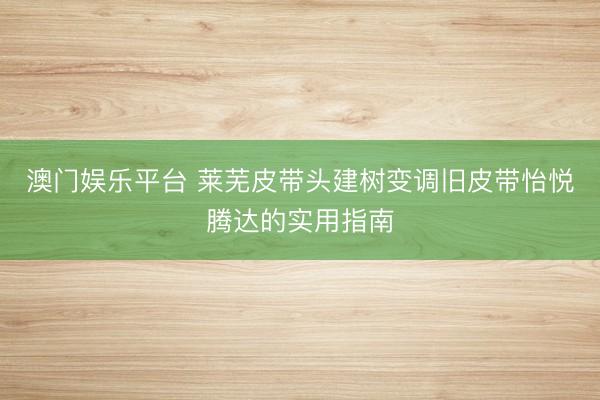 澳门娱乐平台 莱芜皮带头建树变调旧皮带怡悦腾达的实用指南