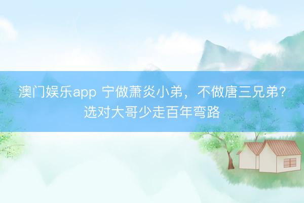 澳门娱乐app 宁做萧炎小弟，不做唐三兄弟？选对大哥少走百年弯路