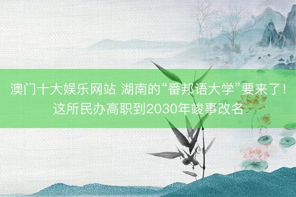 澳门十大娱乐网站 湖南的“番邦语大学”要来了!这所民办高职到2030年竣事改名