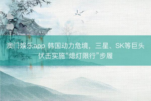 澳门娱乐app 韩国动力危境,三星、SK等巨头伏击实施“熄灯限行”步履