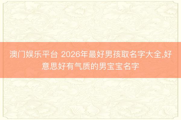澳门娱乐平台 2026年最好男孩取名字大全，好意思好有气质的男宝宝名字