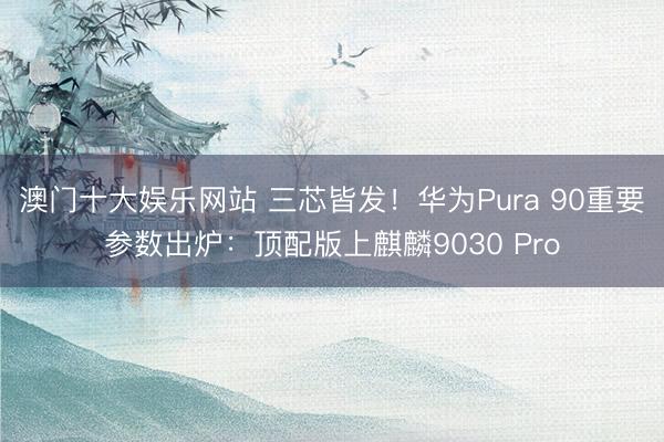 澳门十大娱乐网站 三芯皆发!华为Pura 90重要参数出炉:顶配版上麒麟9030 Pro