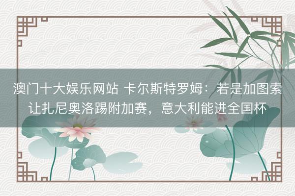 澳门十大娱乐网站 卡尔斯特罗姆:若是加图索让扎尼奥洛踢附加赛,意大利能进全国杯