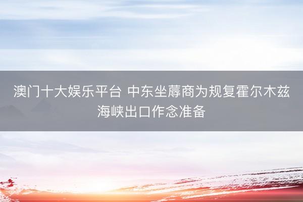 澳门十大娱乐平台 中东坐蓐商为规复霍尔木兹海峡出口作念准备