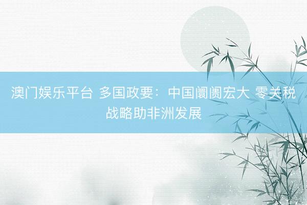 澳门娱乐平台 多国政要：中国阛阓宏大 零关税战略助非洲发展