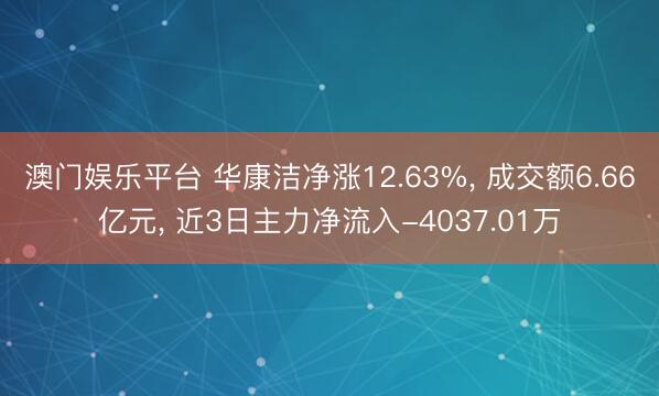 澳门娱乐平台 华康洁净涨12.63%， 成交额6.66亿元， 近3日主力净流入-4037.01万