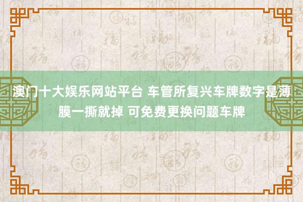 澳门十大娱乐网站平台 车管所复兴车牌数字是薄膜一撕就掉 可免费更换问题车牌