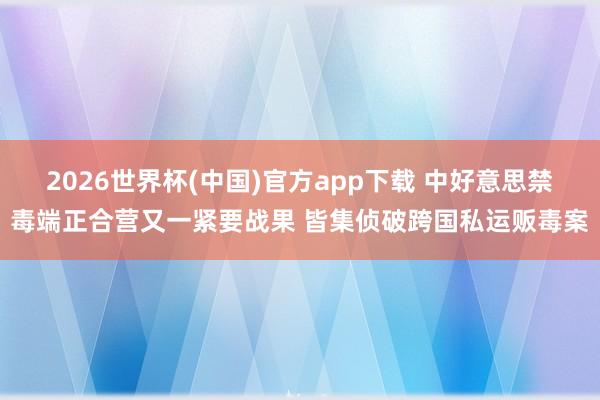 2026世界杯(中国)官方app下载 中好意思禁毒端正合营又一紧要战果 皆集侦破跨国私运贩毒案