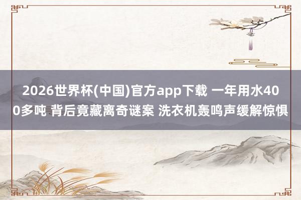 2026世界杯(中国)官方app下载 一年用水400多吨 背后竟藏离奇谜案 洗衣机轰鸣声缓解惊惧