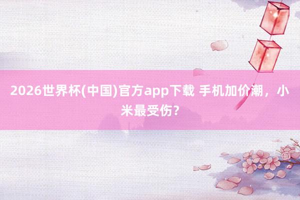 2026世界杯(中国)官方app下载 手机加价潮，小米最受伤？