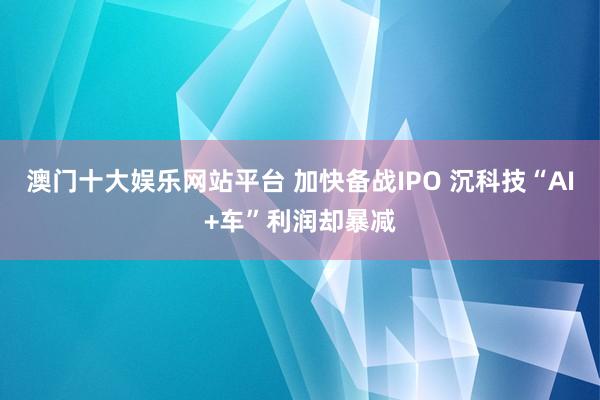 澳门十大娱乐网站平台 加快备战IPO 沉科技“AI+车”利润却暴减