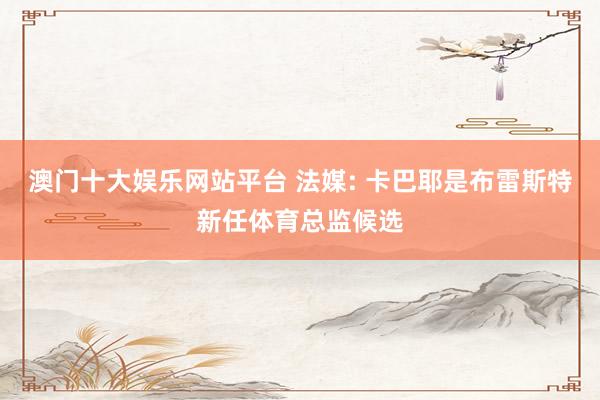 澳门十大娱乐网站平台 法媒: 卡巴耶是布雷斯特新任体育总监候选