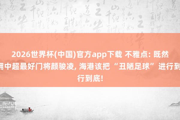 2026世界杯(中国)官方app下载 不雅点: 既然坐拥中超最好门将颜骏凌， 海港该把 “丑陋足球” 进行到底!