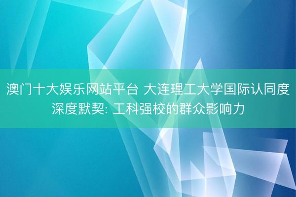 澳门十大娱乐网站平台 大连理工大学国际认同度深度默契: 工科强校的群众影响力
