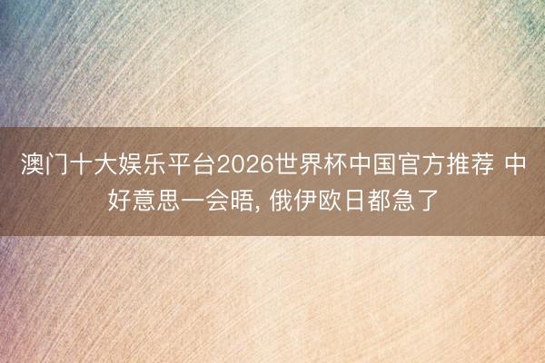 澳门十大娱乐平台2026世界杯中国官方推荐 中好意思一会晤， 俄伊欧日都急了
