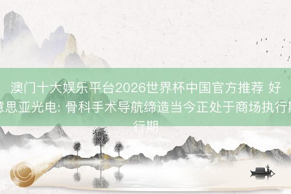 澳门十大娱乐平台2026世界杯中国官方推荐 好意思亚光电: 骨科手术导航缔造当今正处于商场执行期