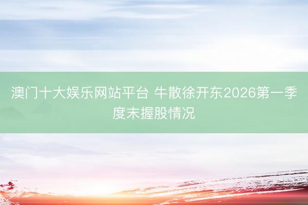 澳门十大娱乐网站平台 牛散徐开东2026第一季度末握股情况