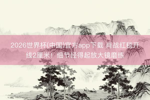 2026世界杯(中国)官方app下载 肖战红毯开线2厘米!细节经得起放大镜磨练