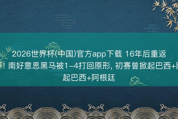 2026世界杯(中国)官方app下载 16年后重返天下杯! 南好意思黑马被1-4打回原形， 初赛曾掀起巴西+阿根廷