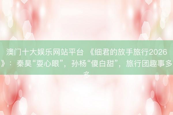 澳门十大娱乐网站平台 《细君的放手旅行2026》：秦昊“耍心眼”，孙杨“傻白甜”，旅行团趣事多